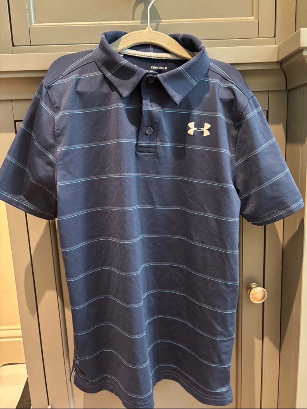 Under Armour Navy Polo with Light Blue Pinstripes